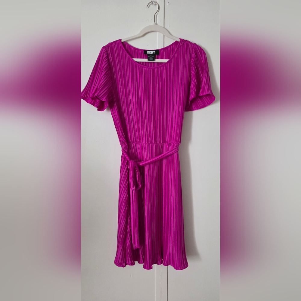 DKNY Pink Peplum Ruffled Sundress